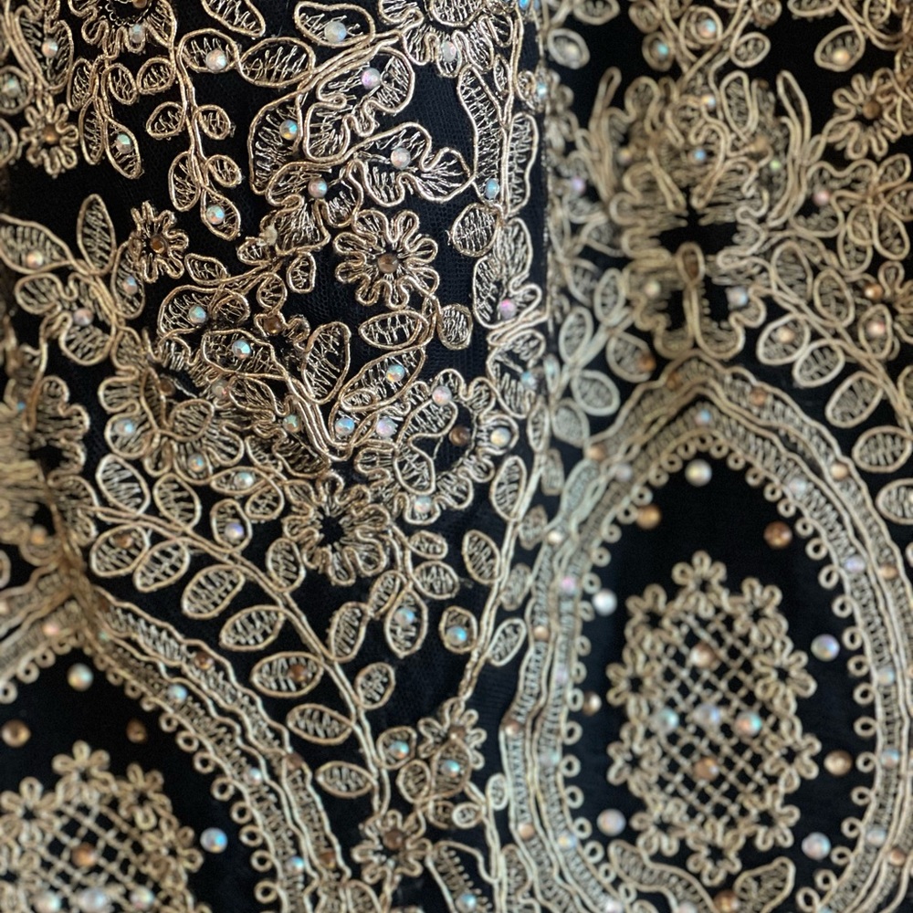 Elegant Black and Gold Embellished Dress - Picture 6 of 11